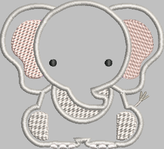 Elephant Applique Embroidery Design