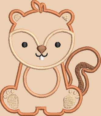 Chipmunk  Applique Embroidery Design