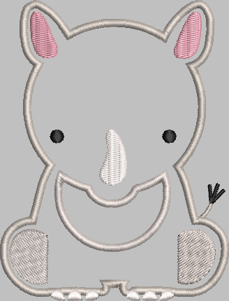 Rhino Applique Embroidery Design