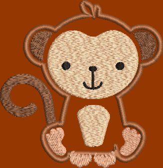 Monkey Applique Embroidery Design