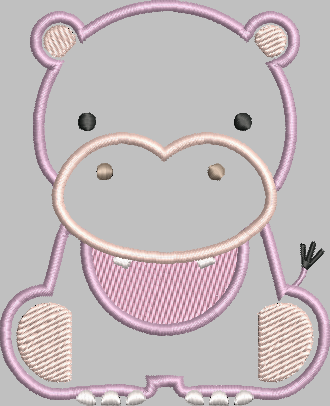 Hippo Applique Embroidery Design