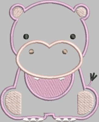 Hippo Applique Embroidery Design
