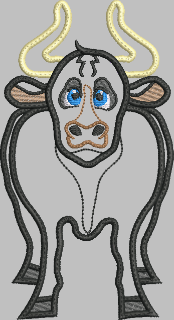 Bull Applique Embroidery Design