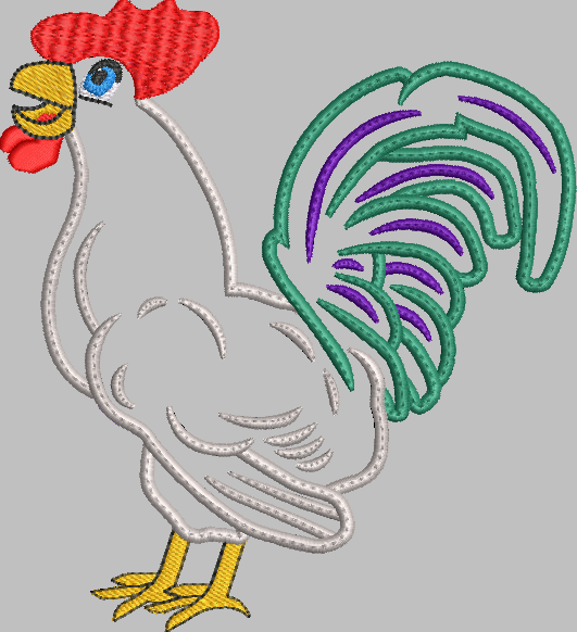 Rooster Applique Embroidery Design