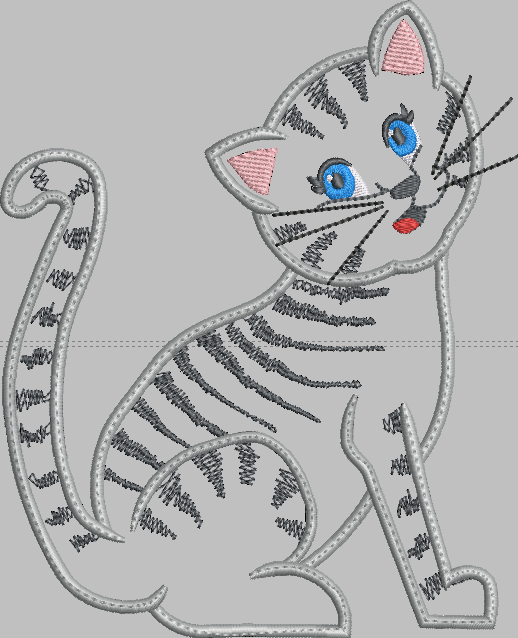 Cat Applique Embroidery Design