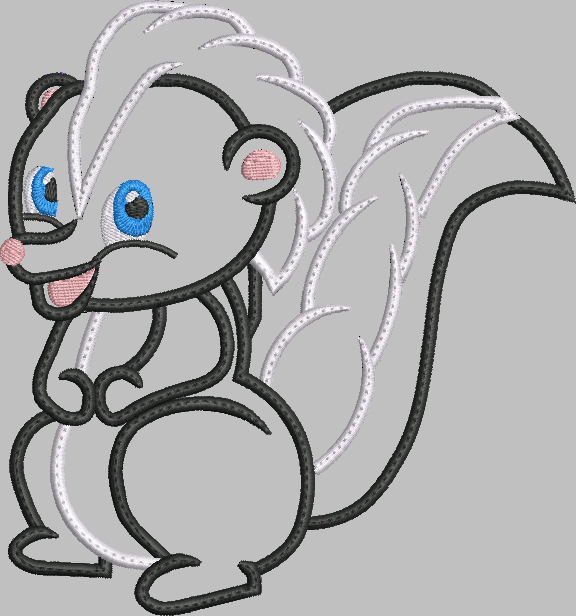 Skunk Applique Embroidery Design