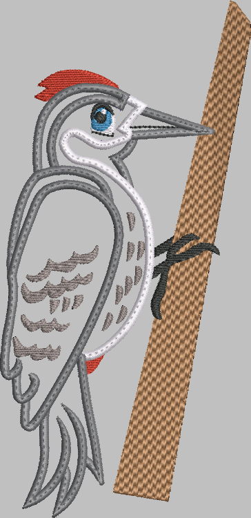 Woodpecker Applique Embroidery Design