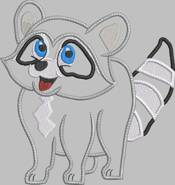 Racoon Applique Embroidery Design