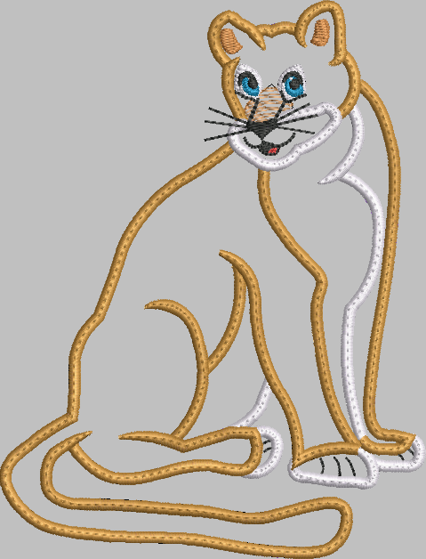 Cougar Applique Embroidery Design
