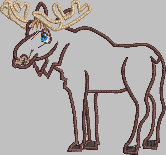 Moose Applique Embroidery Design