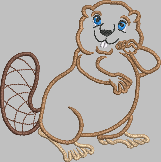 Beaver Applique Embroidery Design