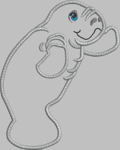 Manatee Applique Embroidery Design