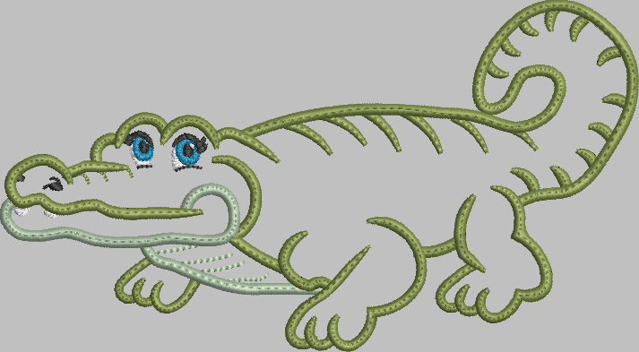 Alligator Applique Embroidery Design
