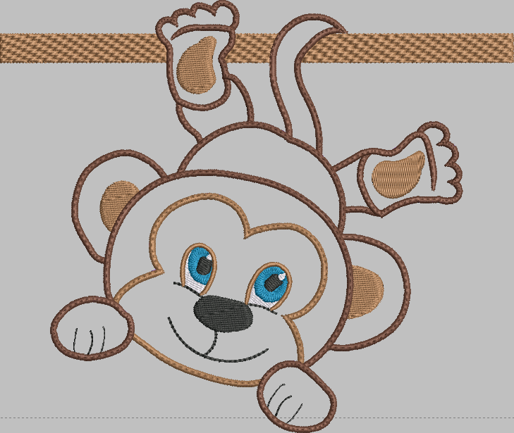 Monkey Applique Embroidery Design