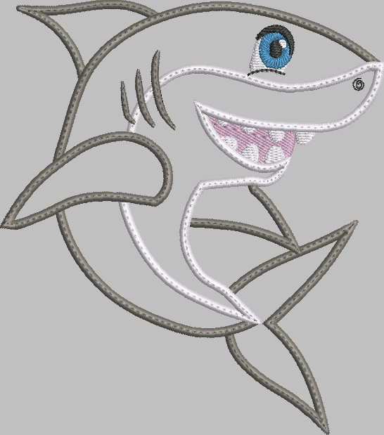 Shark Applique Embroidery Design