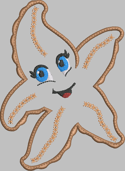 Starfish Applique Embroidery Design