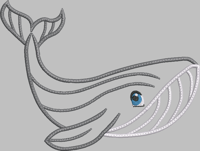 Whale Applique Embroidery Design