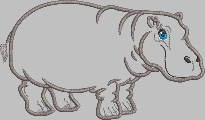 Hippo Applique Embroidery Design