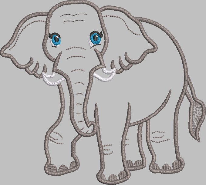 Elephant Applique Embroidery Design