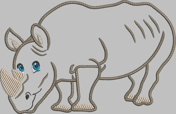 Rhino Applique Embroidery Design