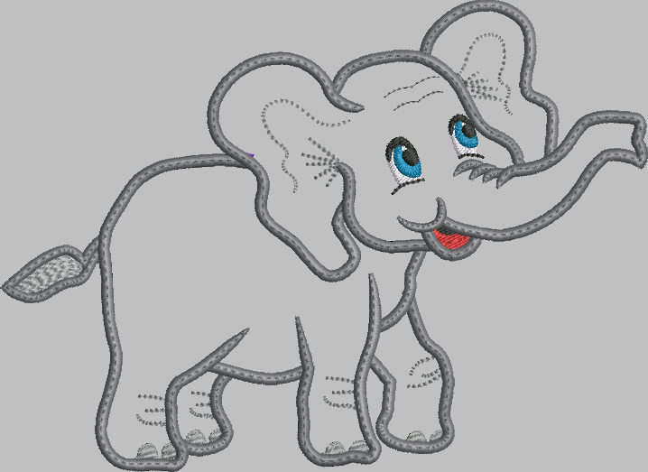 Baby Elephant Applique Embroidery Design