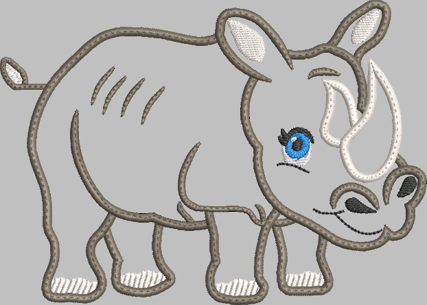 Baby Rhino Applique Embroidery Design