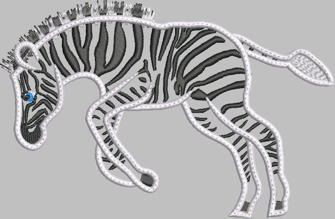 Zebra Filly  Applique Embroidery Design