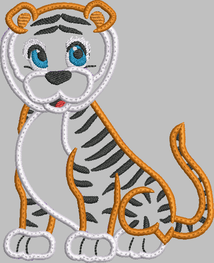 Tiger Cub Applique Embroidery Design