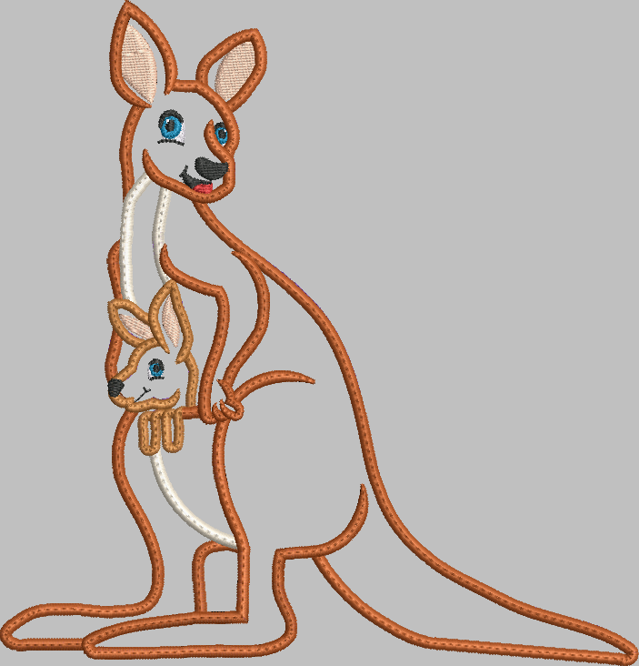 Kangaroo  Applique Embroidery Design