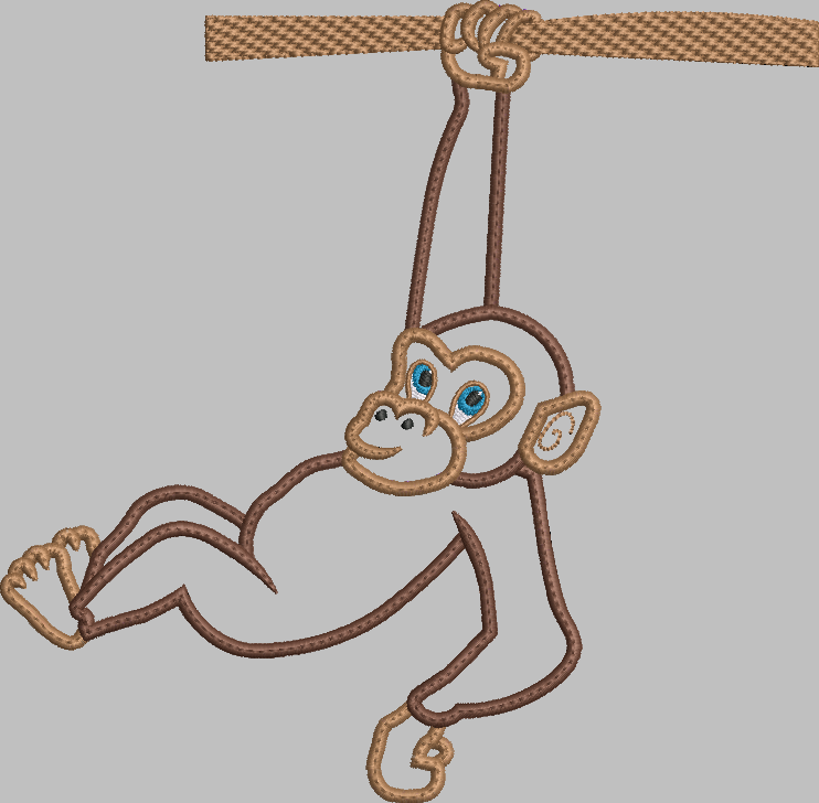 Monkey Applique Embroidery Design