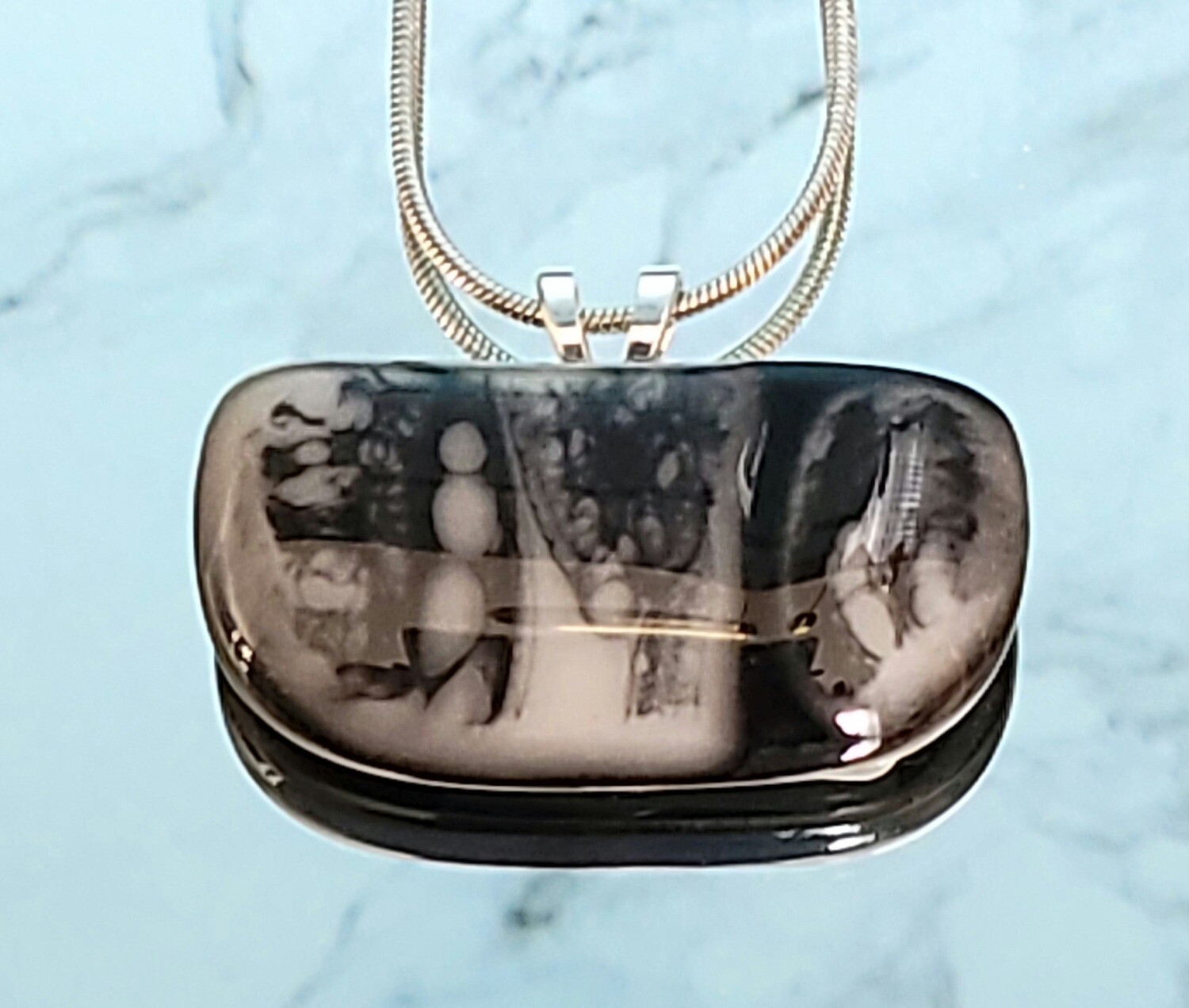Black and Off-White Fused Glass Pendant