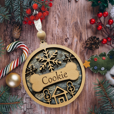 Dog Bone and Dog Silhouette Ornament