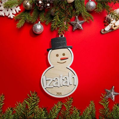 Personalized Wooden Snowman Ornaments – Custom Name Christmas Keepsake (2025)
