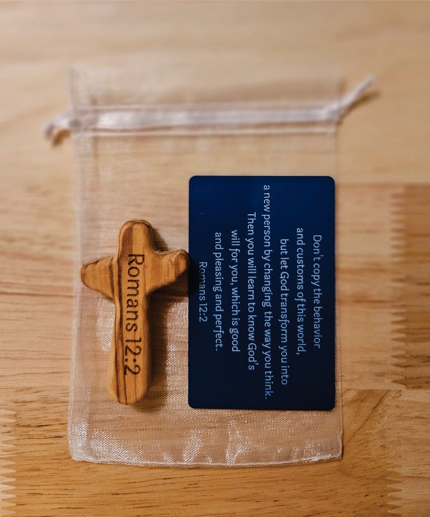 Olive Wood Cross – Organza Gift Pouch