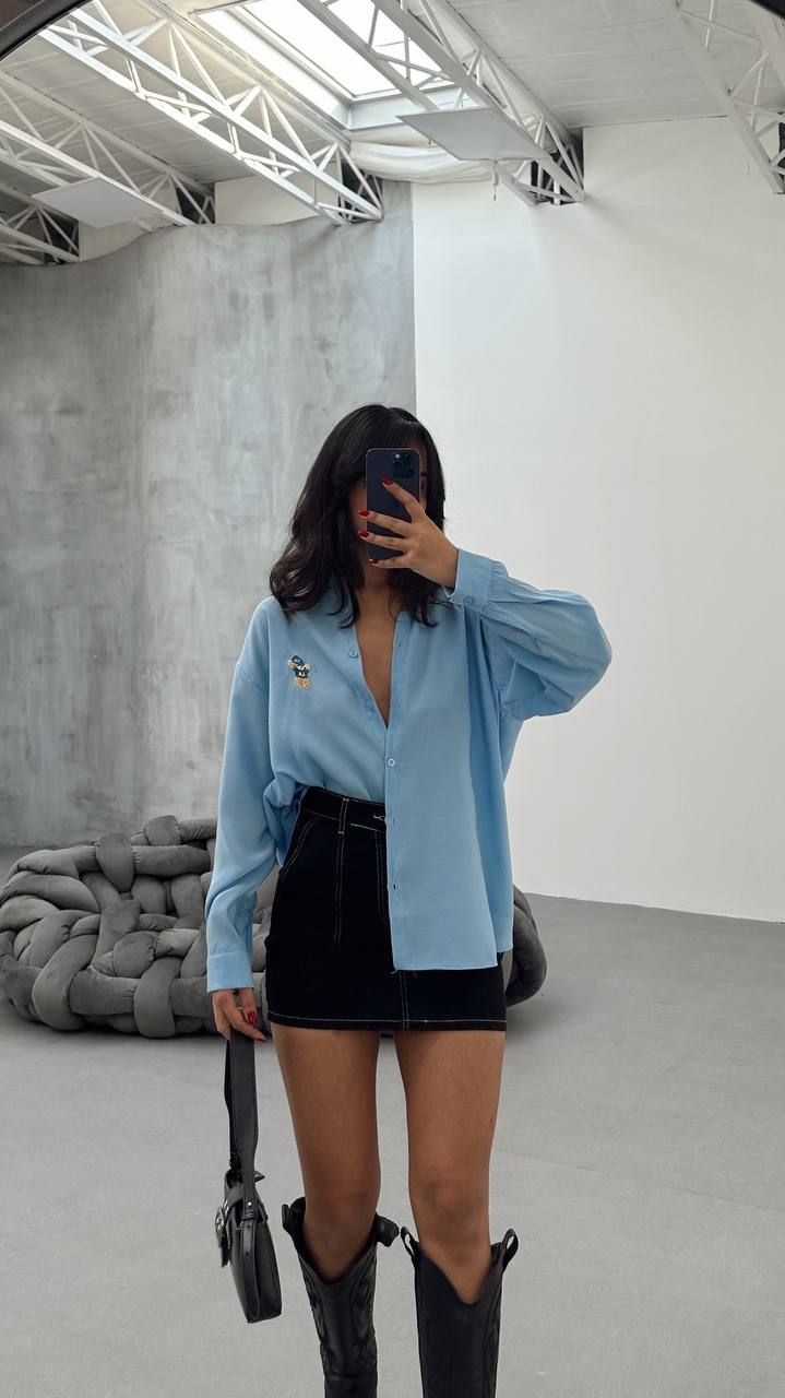 Teddy bear shirt baby blue 