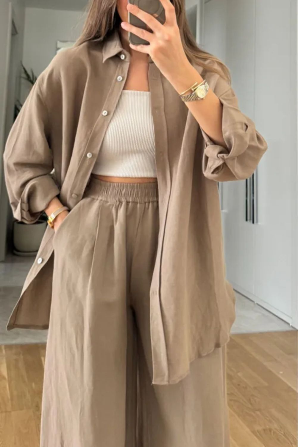 Lino kostiumėlis Beige