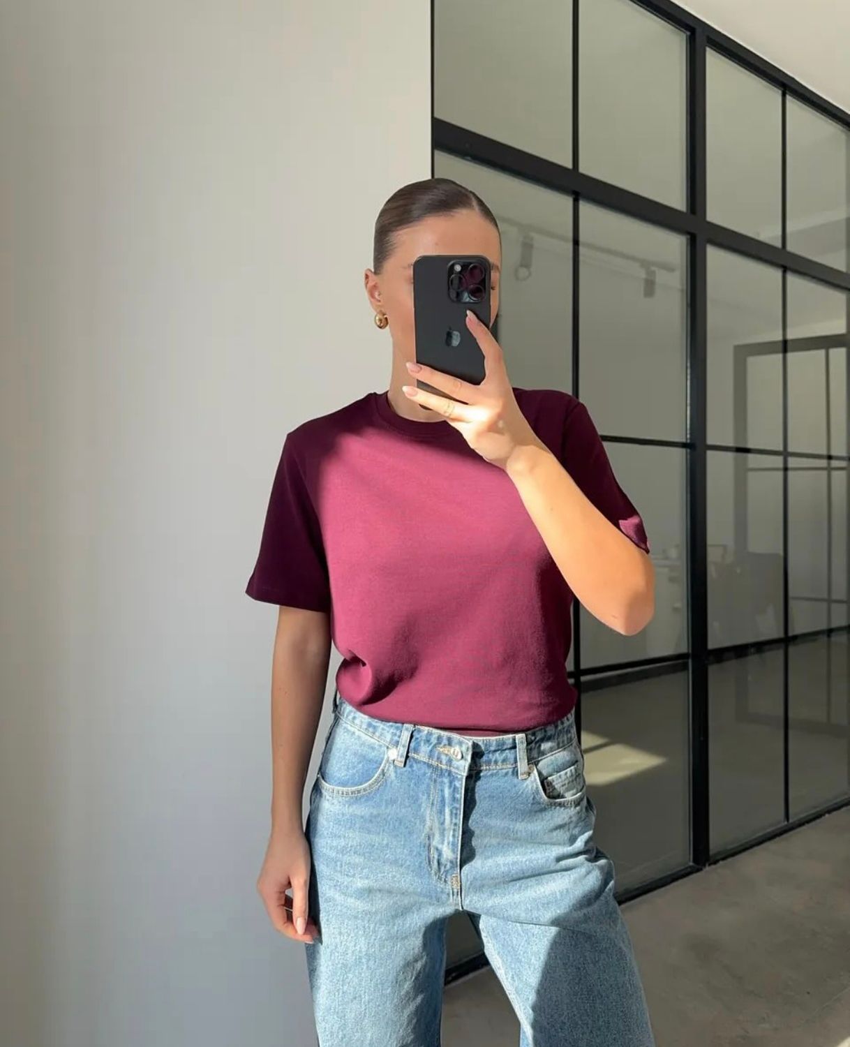 Baziniai marškinėliai Burgundy