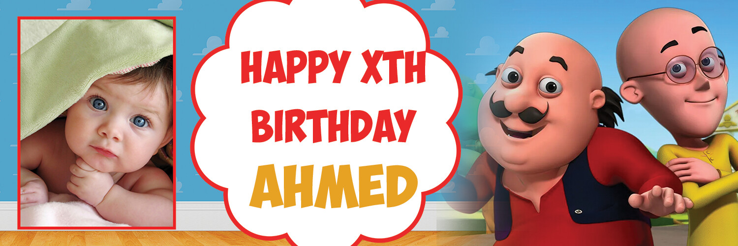 Motu Patlu Cartoon Birthday Banners