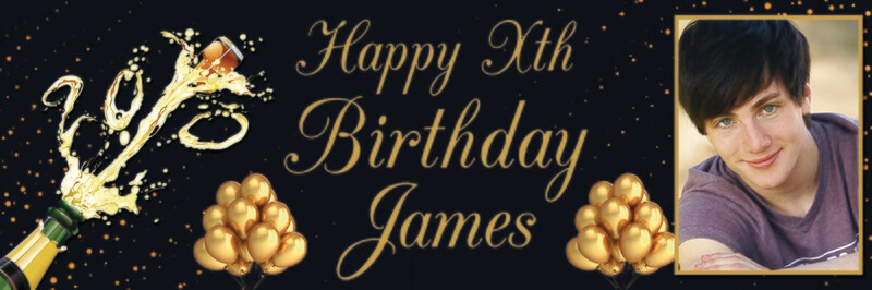 Black &amp; Gold Theme Birthday Banners