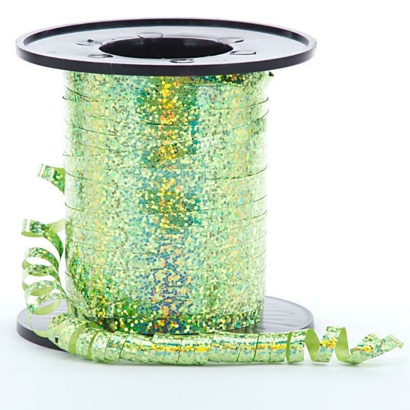 Lime Sparkle Holographic Curling Ribbon