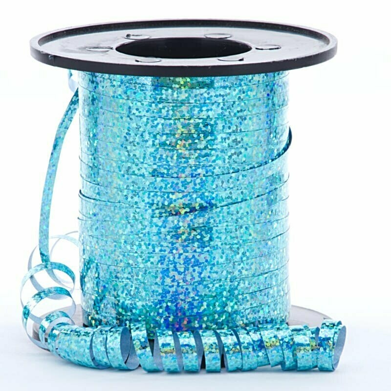 Light Blue Sparkle Holographic Curling Ribbon