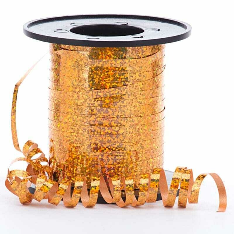 Orange Sparkle Holographic Curling Ribbon