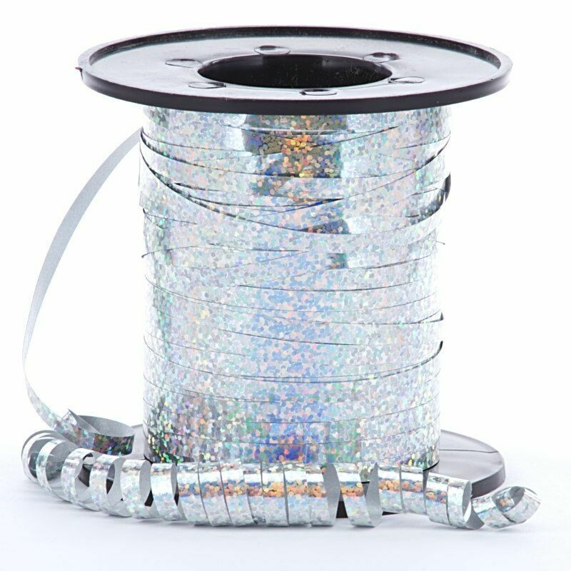 Silver Sparkle Holographic Curling Ribbon
