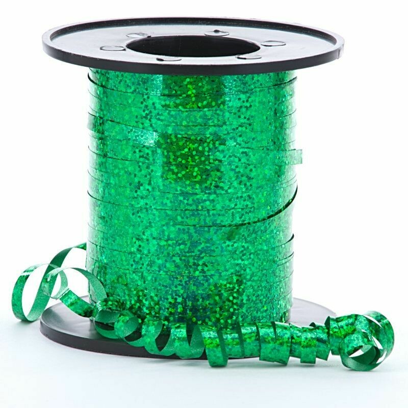 Emerald Sparkle Holographic Curling Ribbon