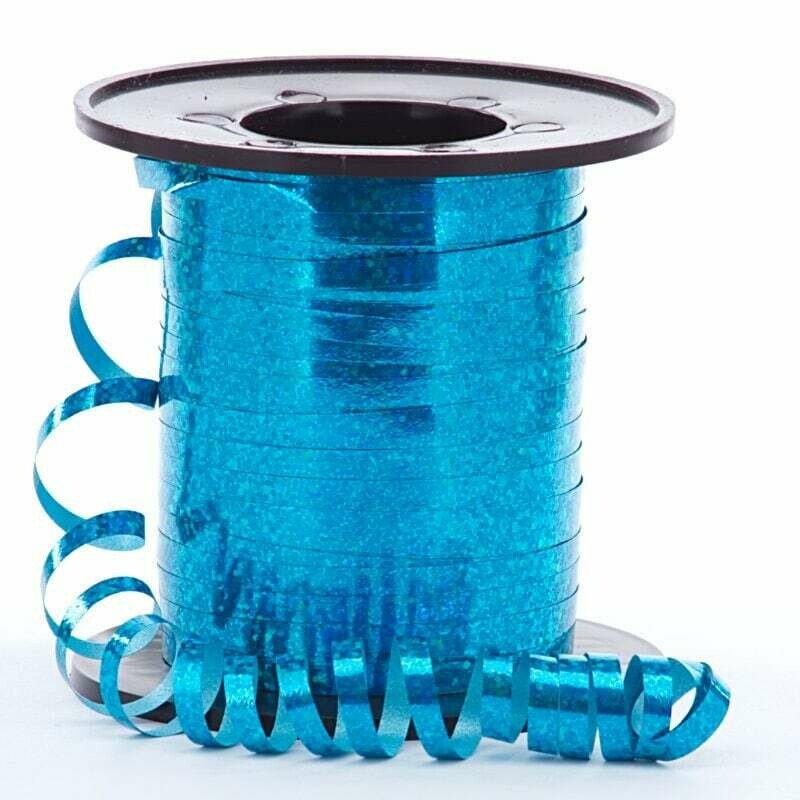 Turquoise Sparkle Holographic Curling Ribbon