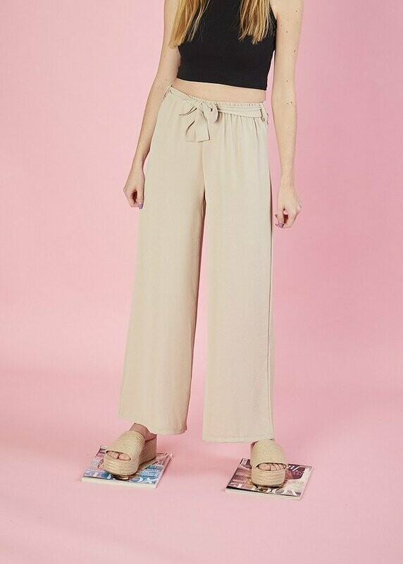Pantalón ancho beige