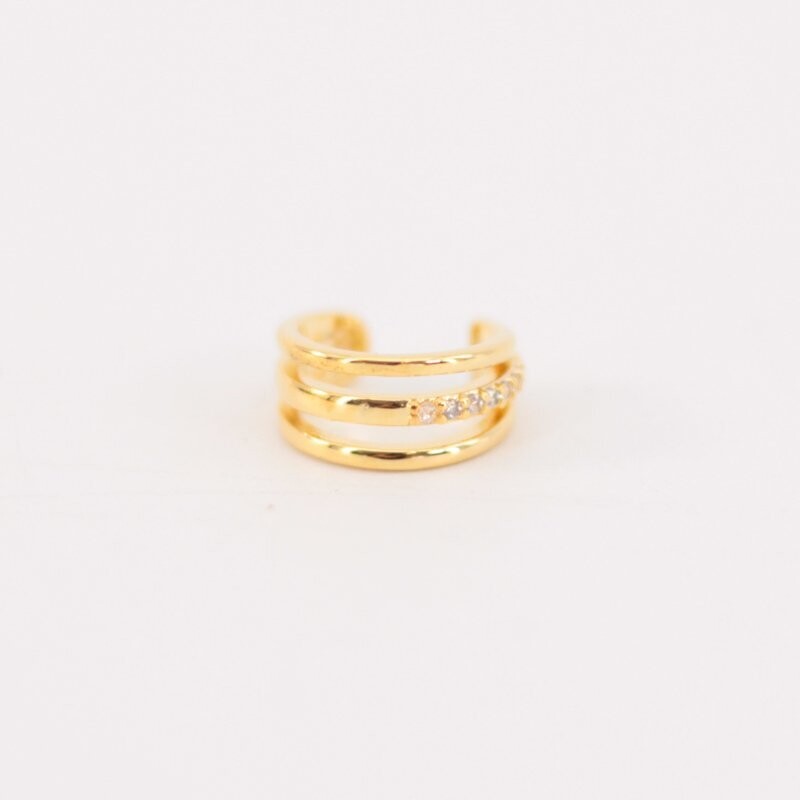 Ear cuff triple dorado