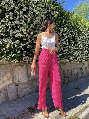 Pantalón plisado rosa