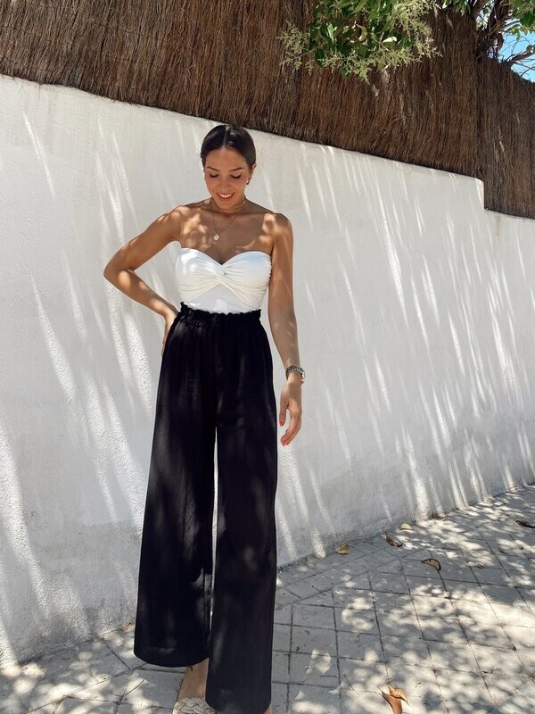 Pantalón lino negro