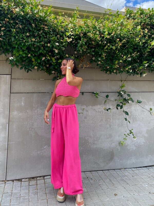 Pantalón fluido rosa